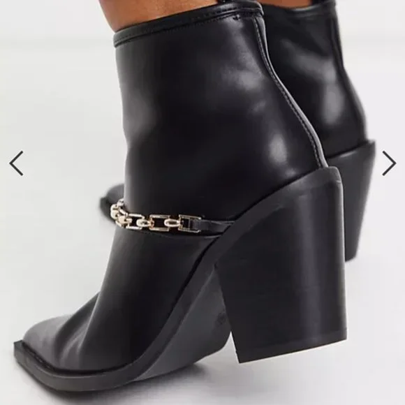Asos design wide fit elvin western boots with chain detail